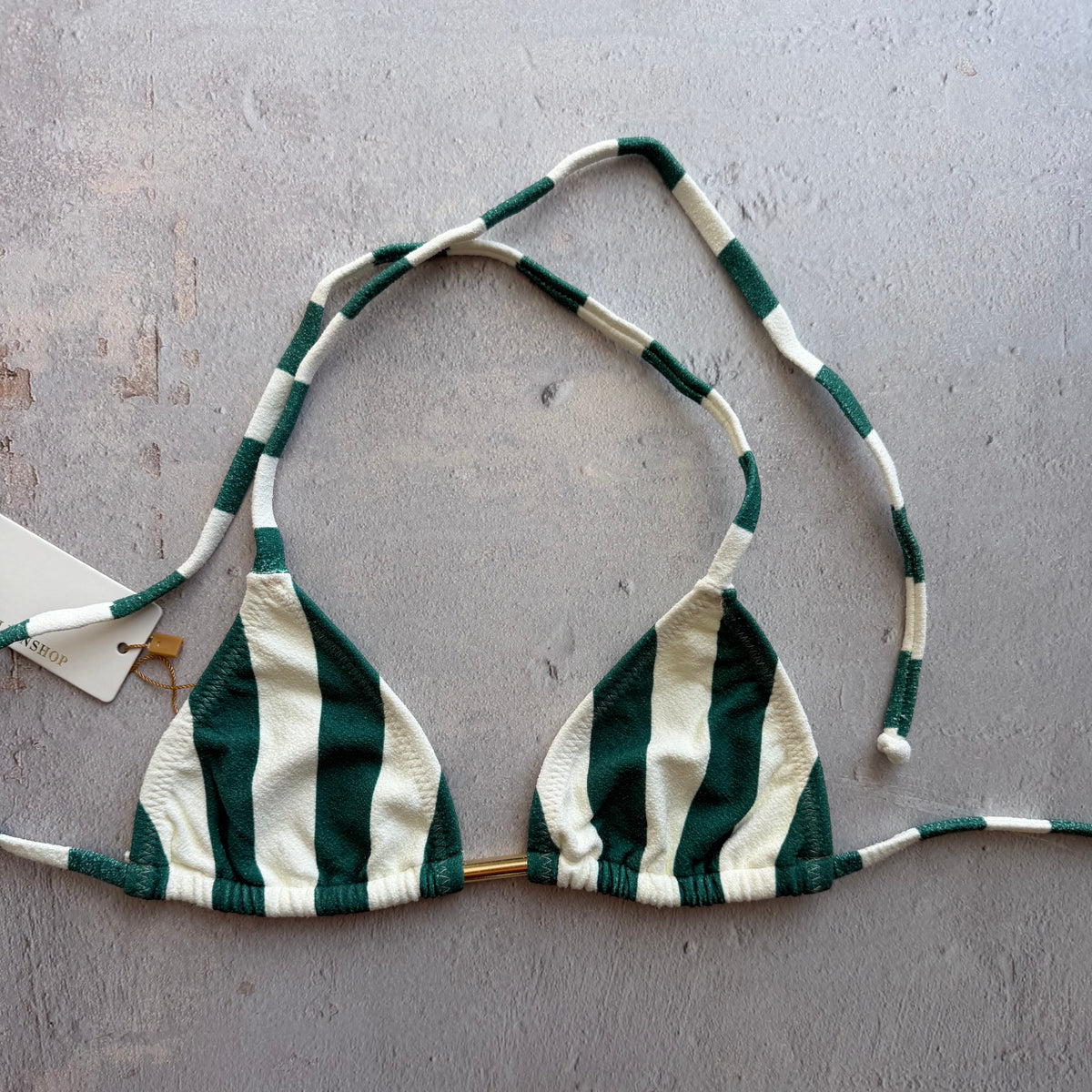 Jungle Green Seashore Textured Triangle Bikini Top