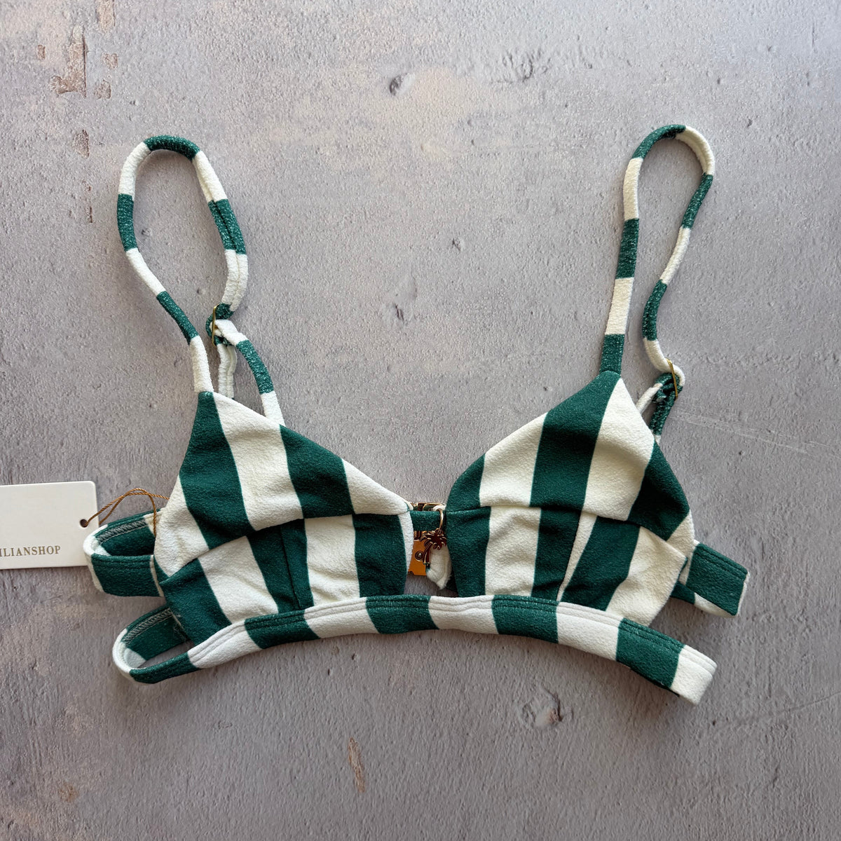 Jungle Green Seashore Textured Vera Bikini Top