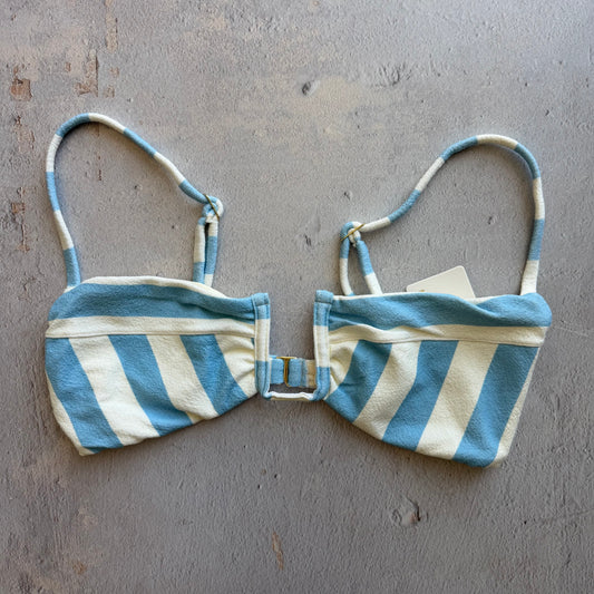 Pool Side Blue Seashore Textured Izabel Bikini Top