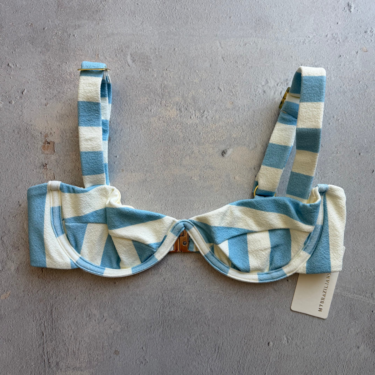 Pool Side Blue Seashore Textured Maya Bikini Top