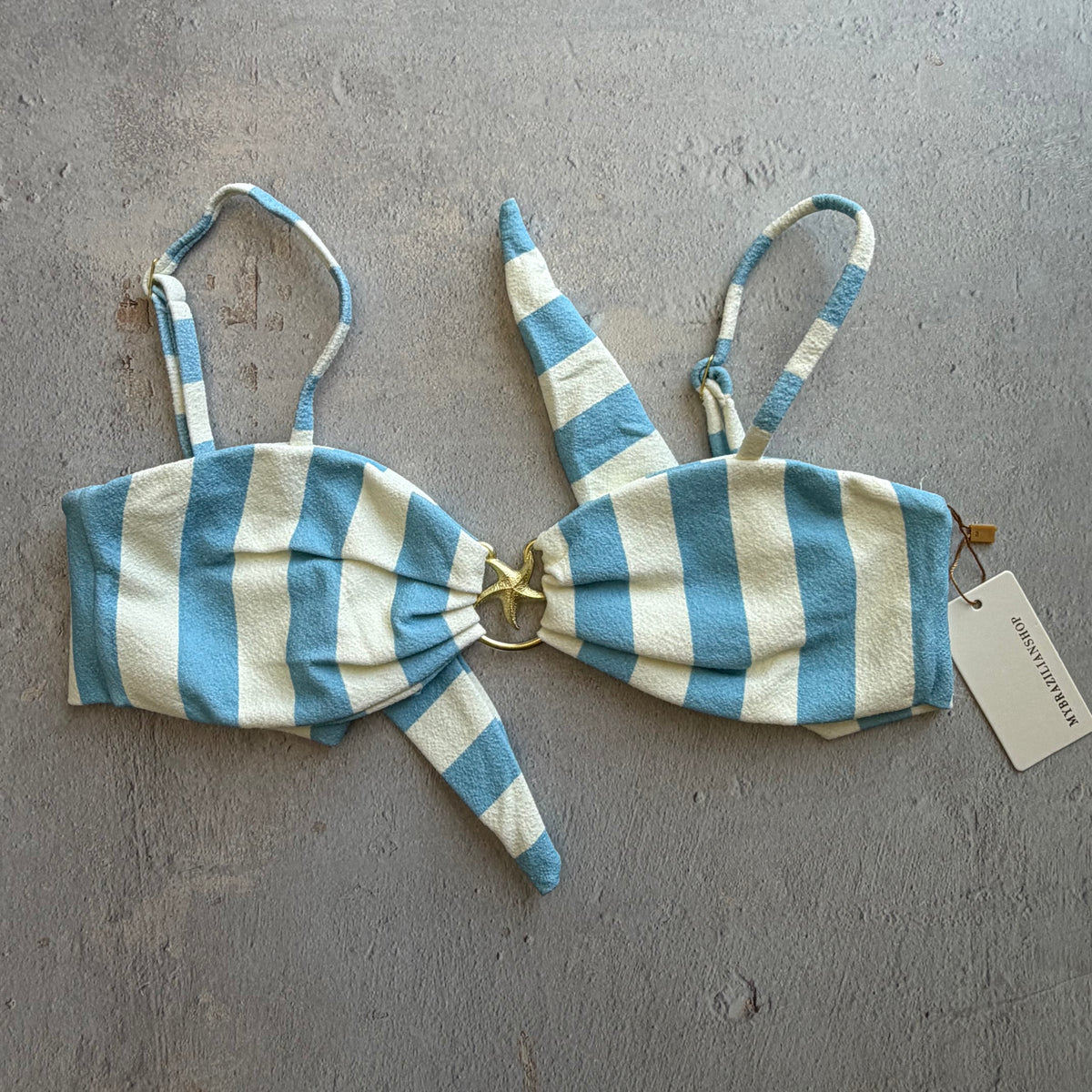 Pool Side Blue Seashore Textured Elena Bikini Top