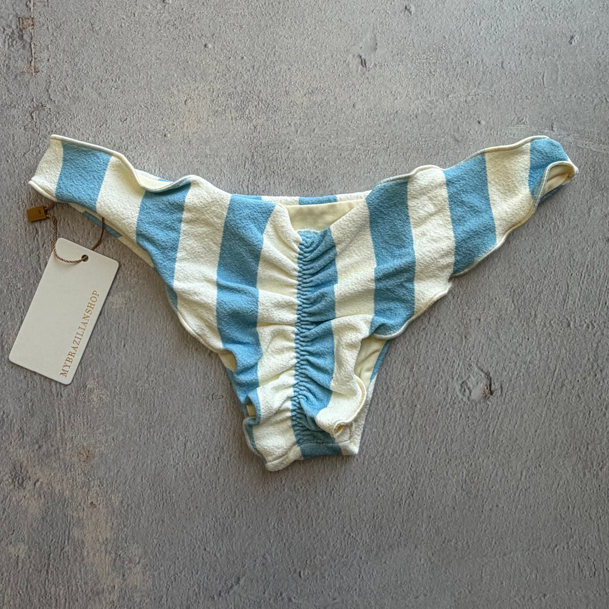 Pool Side Blue Seashore Textured Lili Ripple Bikini Bottom