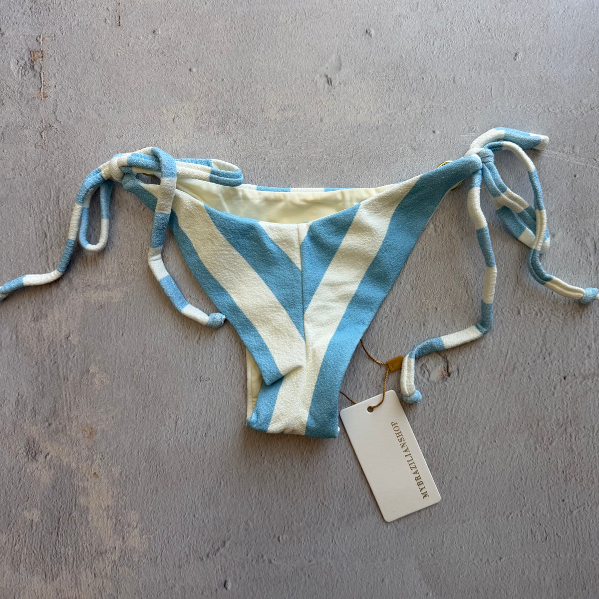 Pool Side Blue Seashore Textured Katie Side Tie Bikini Bottom