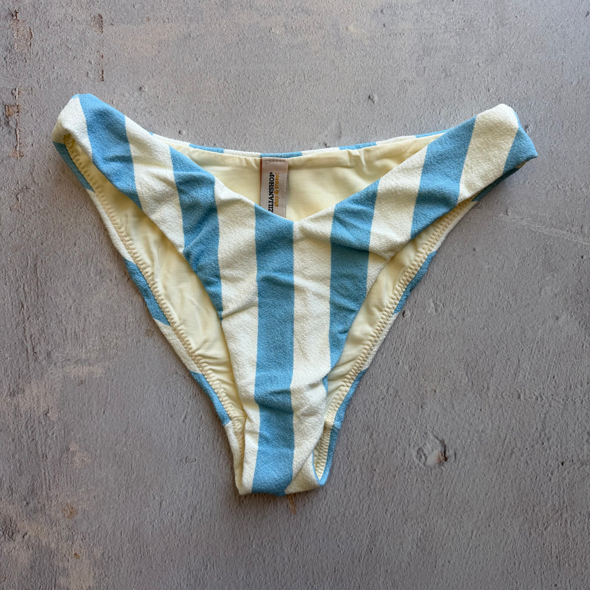 Pool Side Blue Seashore Textured Ivy Bikini Bottom