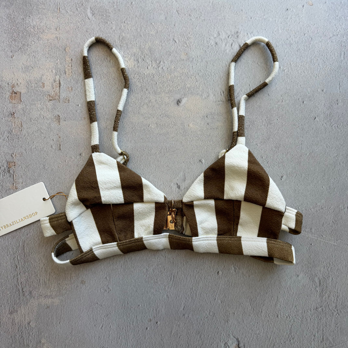 Safari Brown Seashore Textured Vera Bikini Top
