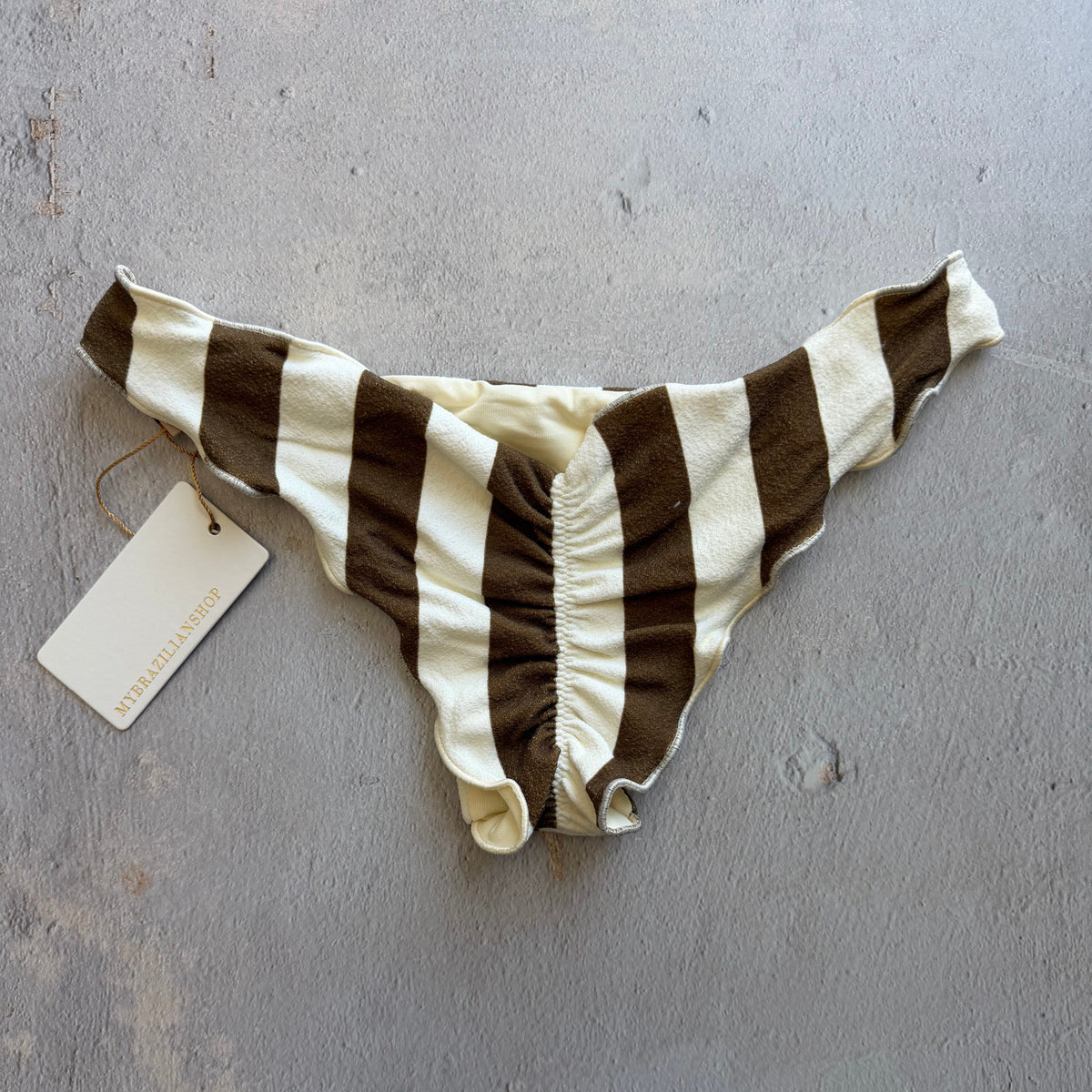 Safari Brown Seashore Textured Lili Ripple Bikini Bottom