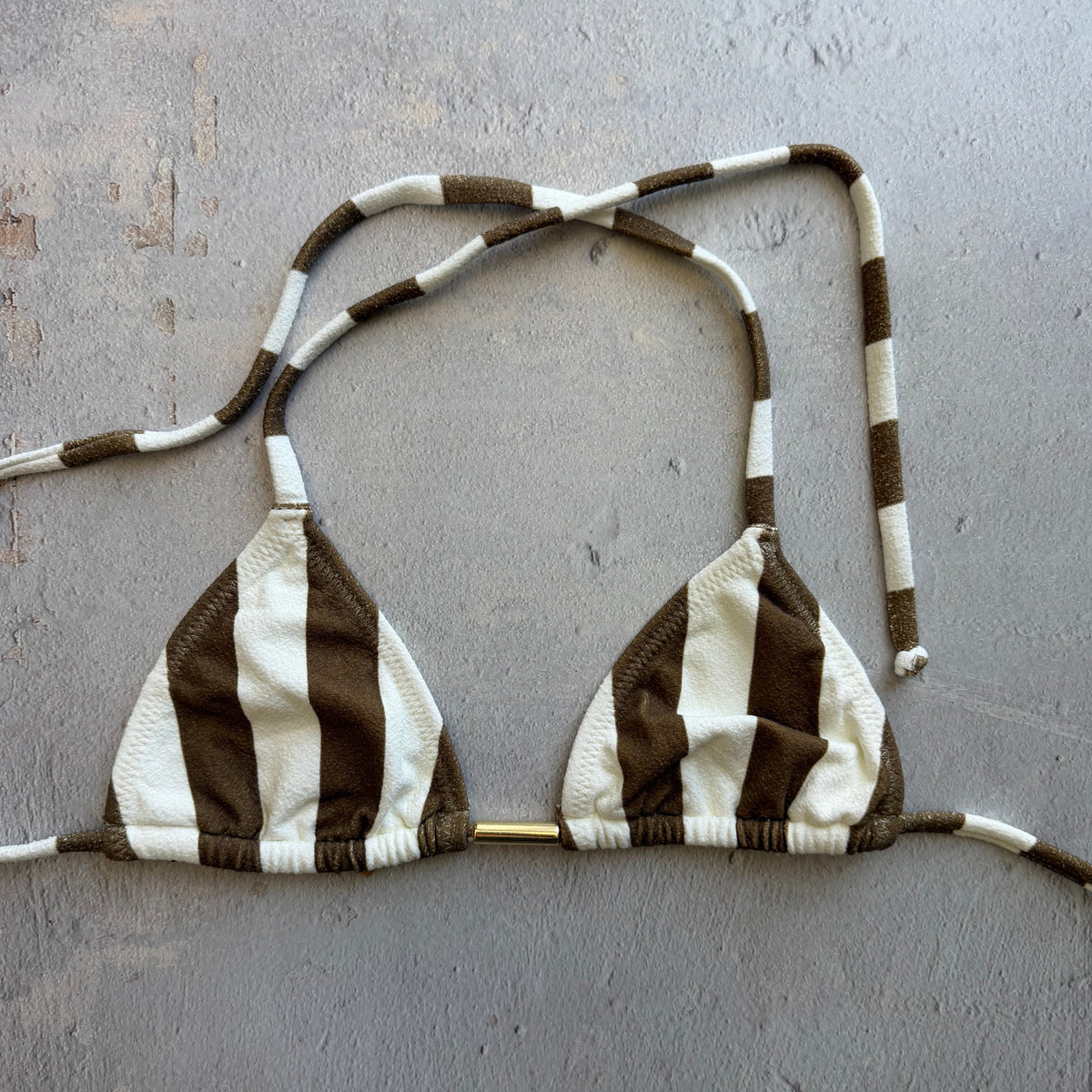Safari Brown Seashore Textured Triangle Bikini Top