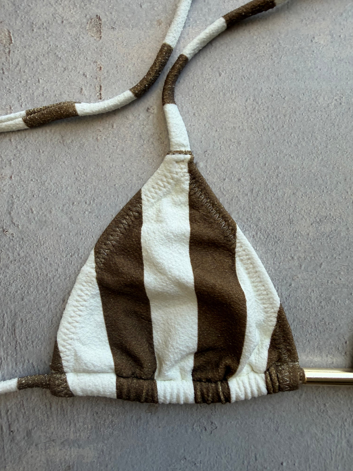 Safari Brown Seashore Textured Triangle Bikini Top