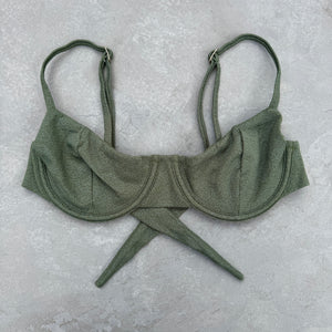 Seashore Textured Fern Green Lindy Bikini Top