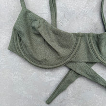 Load image into Gallery viewer, Seashore Textured Fern Green Lindy Bikini Top
