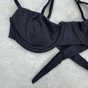 Seashore Textured Black Lindy Bikini Top
