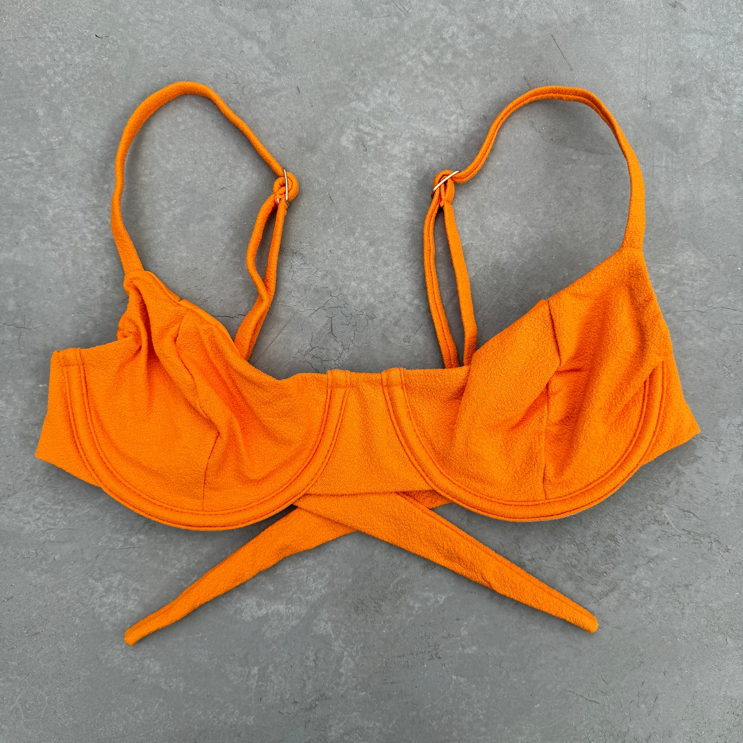 Seashore Textured Orange Zest Lindy Bikini Top