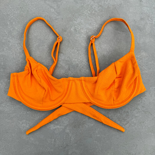 Seashore Textured Orange Zest Lindy Bikini Top