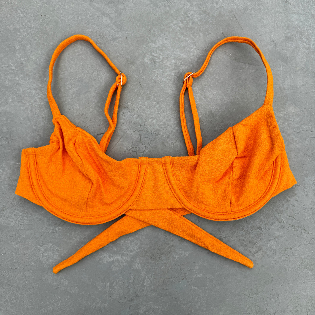 Seashore Textured Orange Zest Lindy Bikini Top