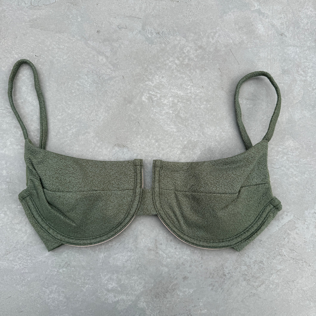 Seashore Textured Fern Green Panneled Bikini Top