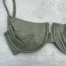 Load image into Gallery viewer, Seashore Textured Fern Green Panneled Bikini Top
