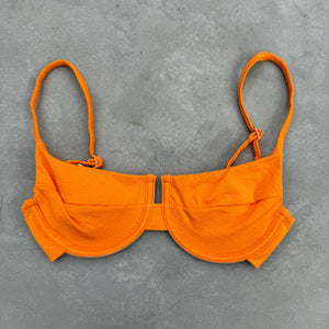 Seashore Textured Orange Zest Panneled Bikini Top
