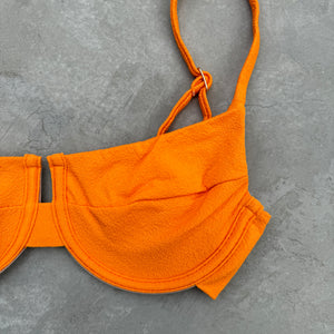Seashore Textured Orange Zest Panneled Bikini Top