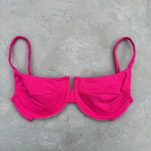 Seashore Textured Pink Riot Panneled Bikini Top