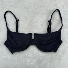 Load image into Gallery viewer, Seashore Textured Black Panneled Bikini Top
