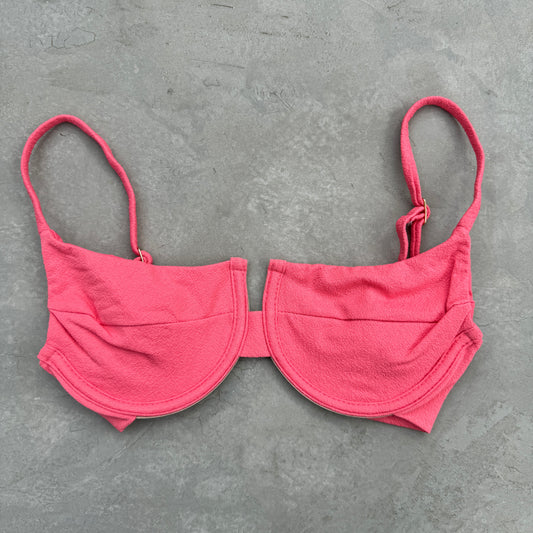 Seashore Textured Coral Delight Panneled Bikini Top