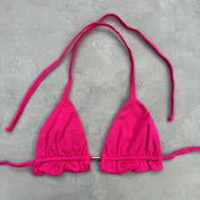 Load image into Gallery viewer, Seashore Textured Pink Riot Triangle Frill Bikini Top
