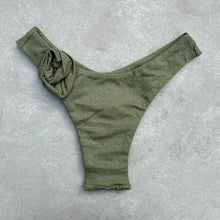 Load image into Gallery viewer, Seashore Textured Fern Green Bia Flower Bikini Bottom
