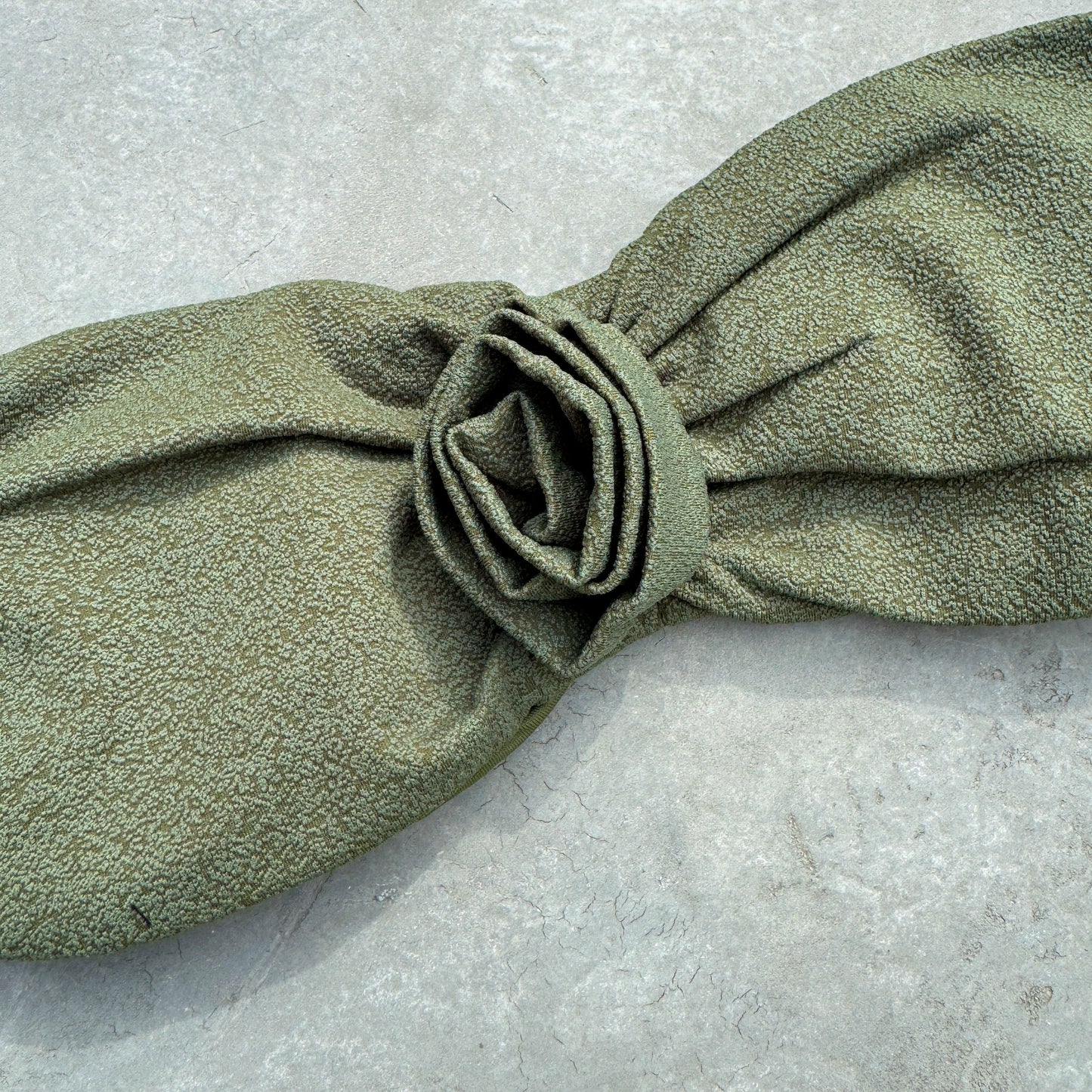Seashore Textured Fern Green Strapless Flower Bikini Top
