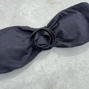 Seashore Textured Black Strapless Flower Bikini Top