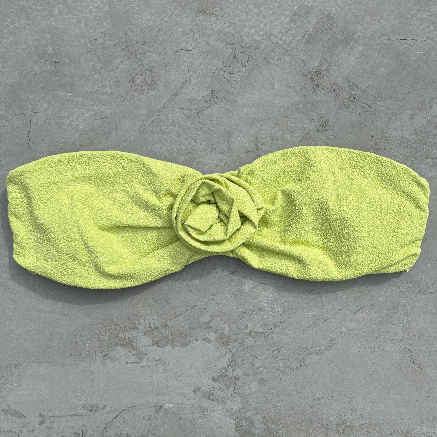 Seashore Textured Citrus Strapless Flower Bikini Top