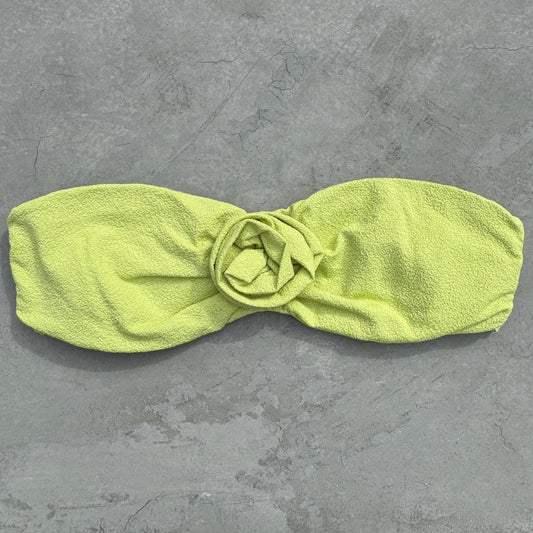 Seashore Textured Citrus Strapless Flower Bikini Top