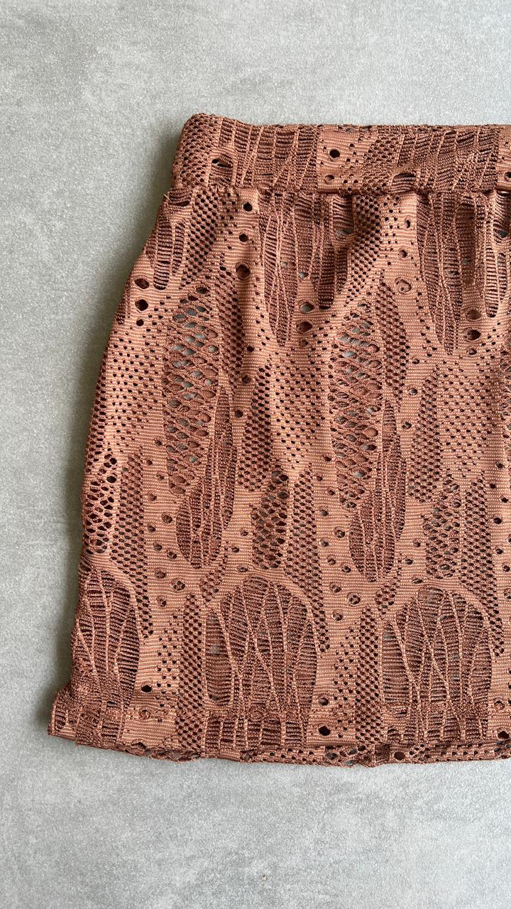 Tulum Brown Macrame Mini Skirt