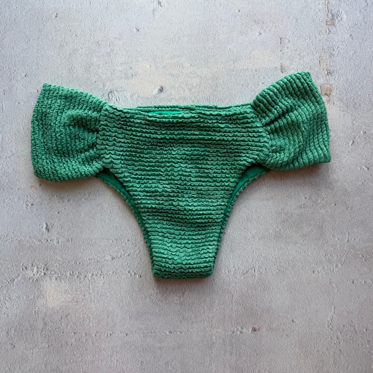 Ocean Avenue Green Textured Classy Cheeky Bikini Bottom
