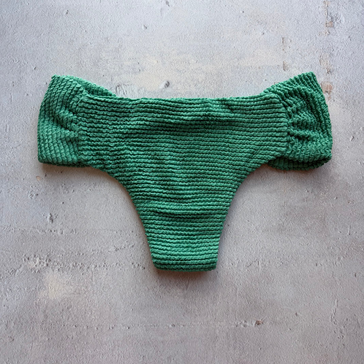 Ocean Avenue Green Textured Classy Cheeky Bikini Bottom