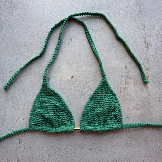 Ocean Avenue Green Textured Triangle Bikini Top