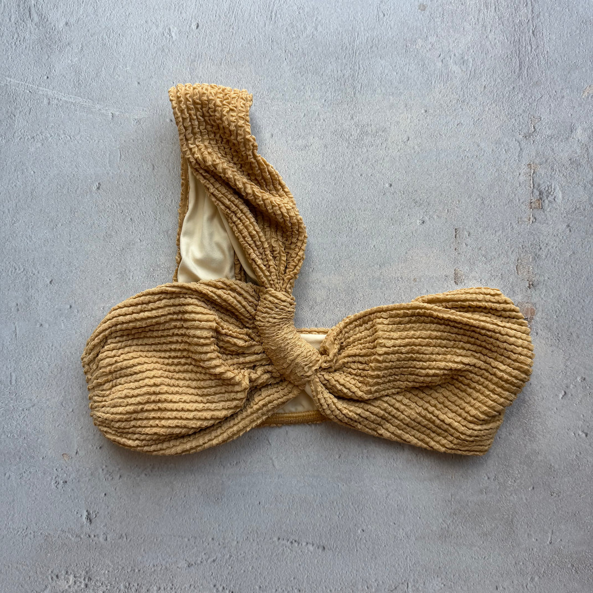 Sand Brown Textured Greek Bikini Top