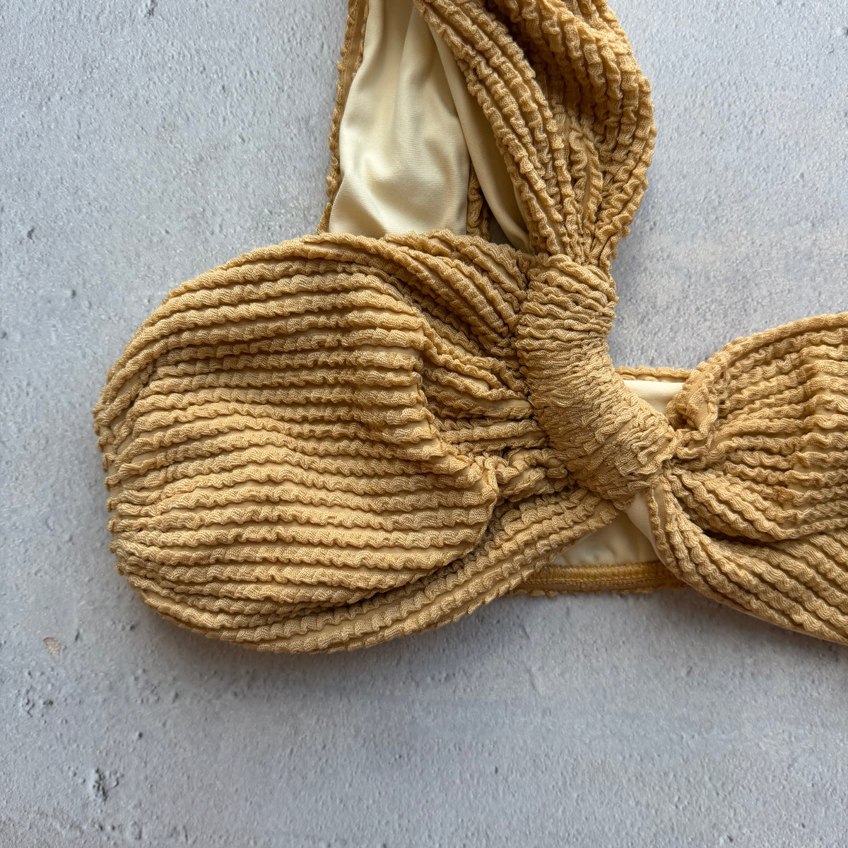 Sand Brown Textured Greek Bikini Top