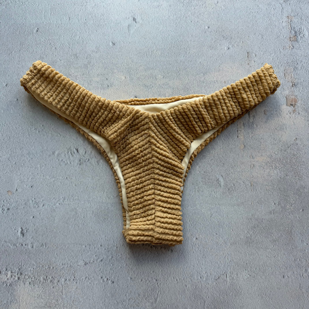 Sand Brown Textured Bia Bikini Bottom