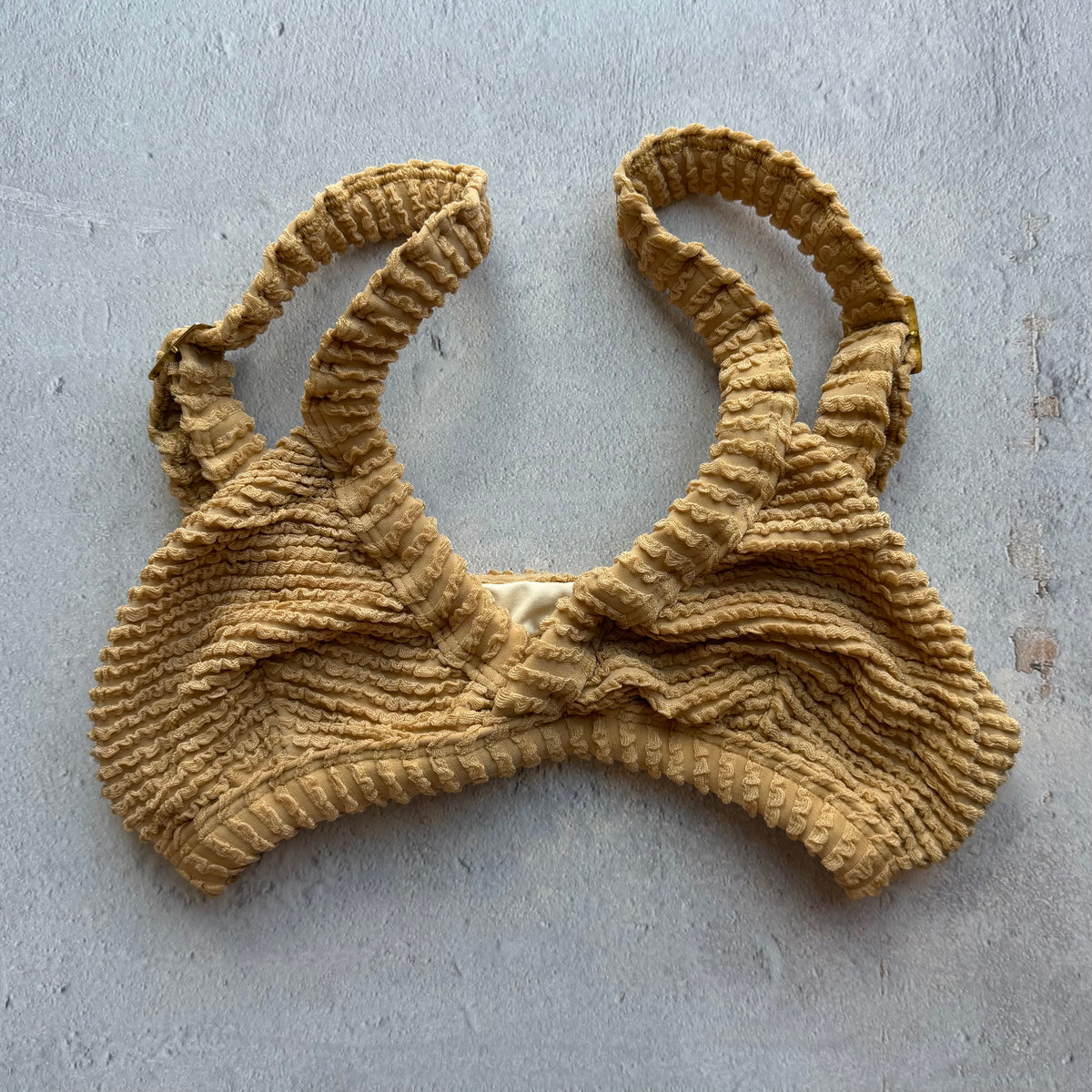 Sand Brown Textured Anitta Crop Bikini Top