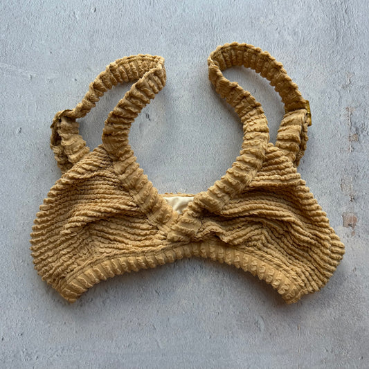 Sand Brown Textured Anitta Crop Bikini Top
