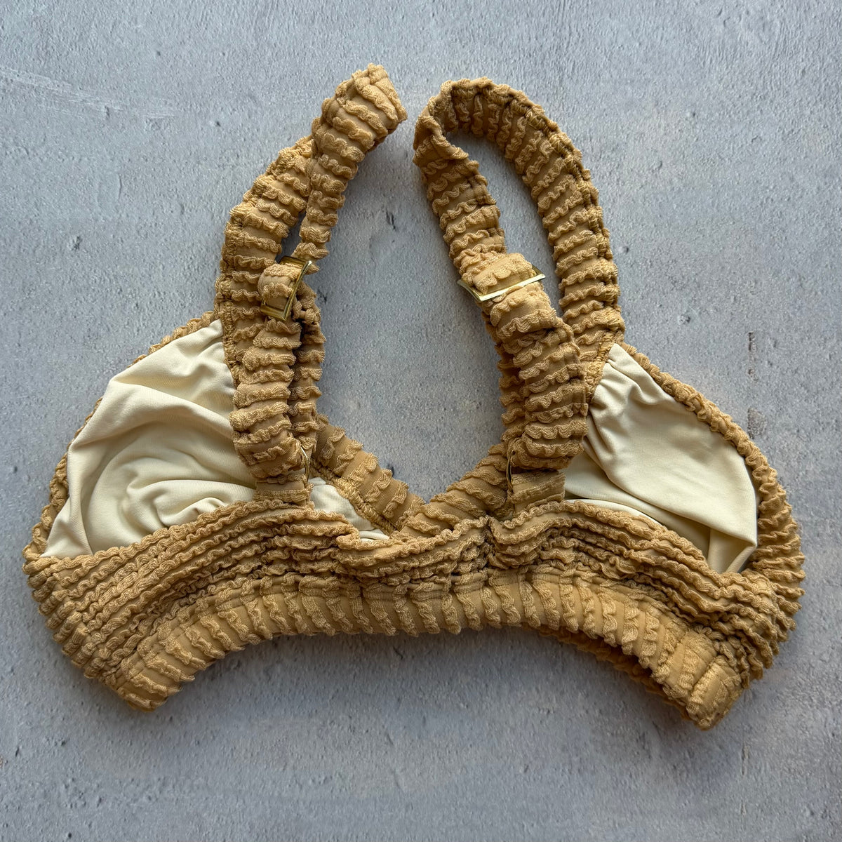 Sand Brown Textured Anitta Crop Bikini Top