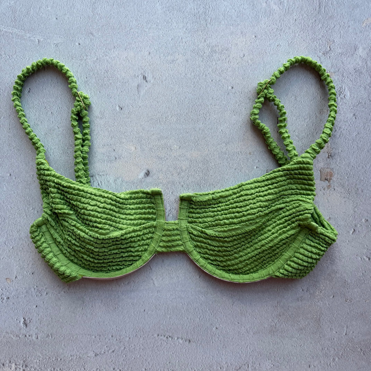Botanic Green Textured Panneled Bikini Top