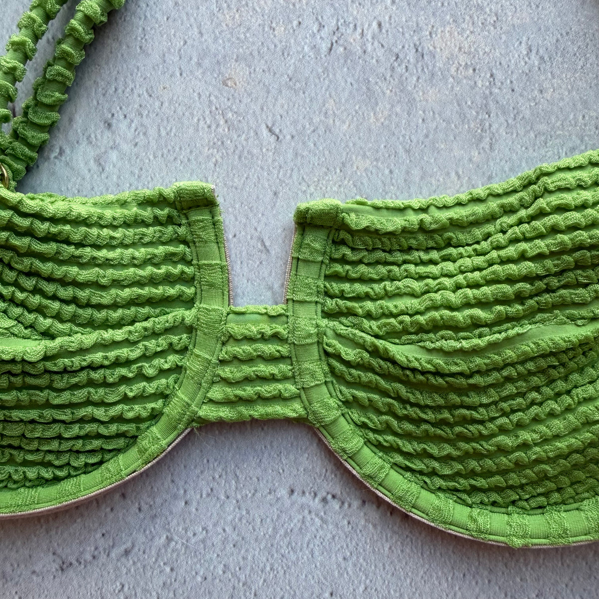 Botanic Green Textured Panneled Bikini Top