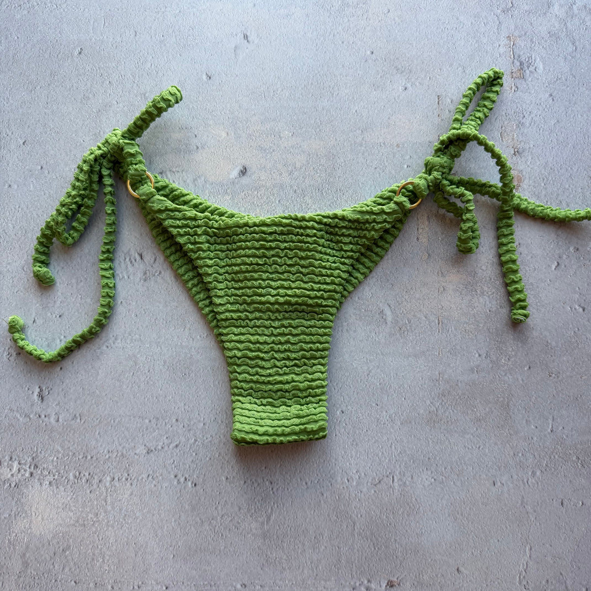 Botanic Green Textured Katie Side Tie Bikini Bottom
