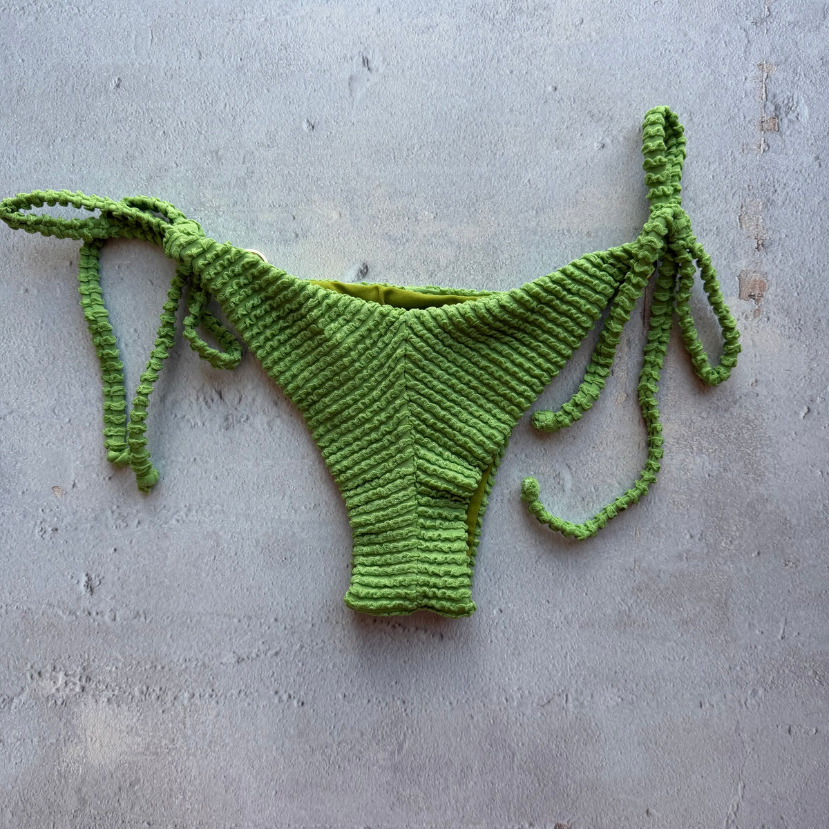 Botanic Green Textured Katie Side Tie Bikini Bottom