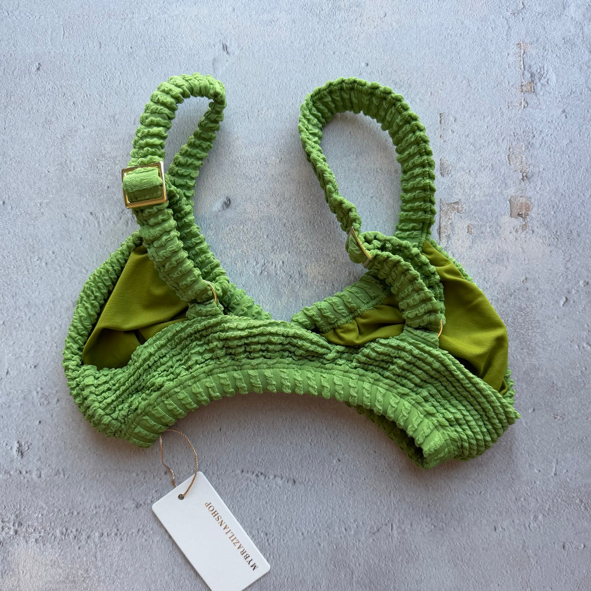 Botanic Green Textured Anitta Crop Bikini Top