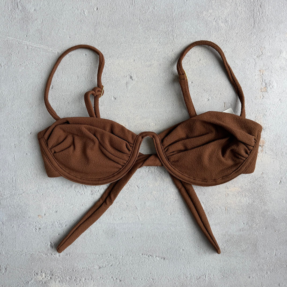 Cacau Brown Seashore Textured Mia Bikini Top