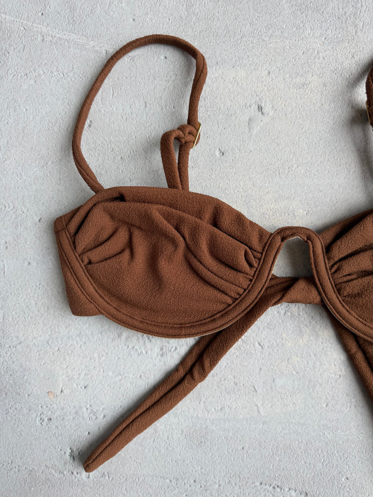 Cacau Brown Seashore Textured Mia Bikini Top
