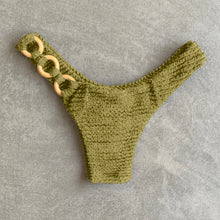 Load image into Gallery viewer, Pistachio Textured Bia with Rings Bikini Bottom
