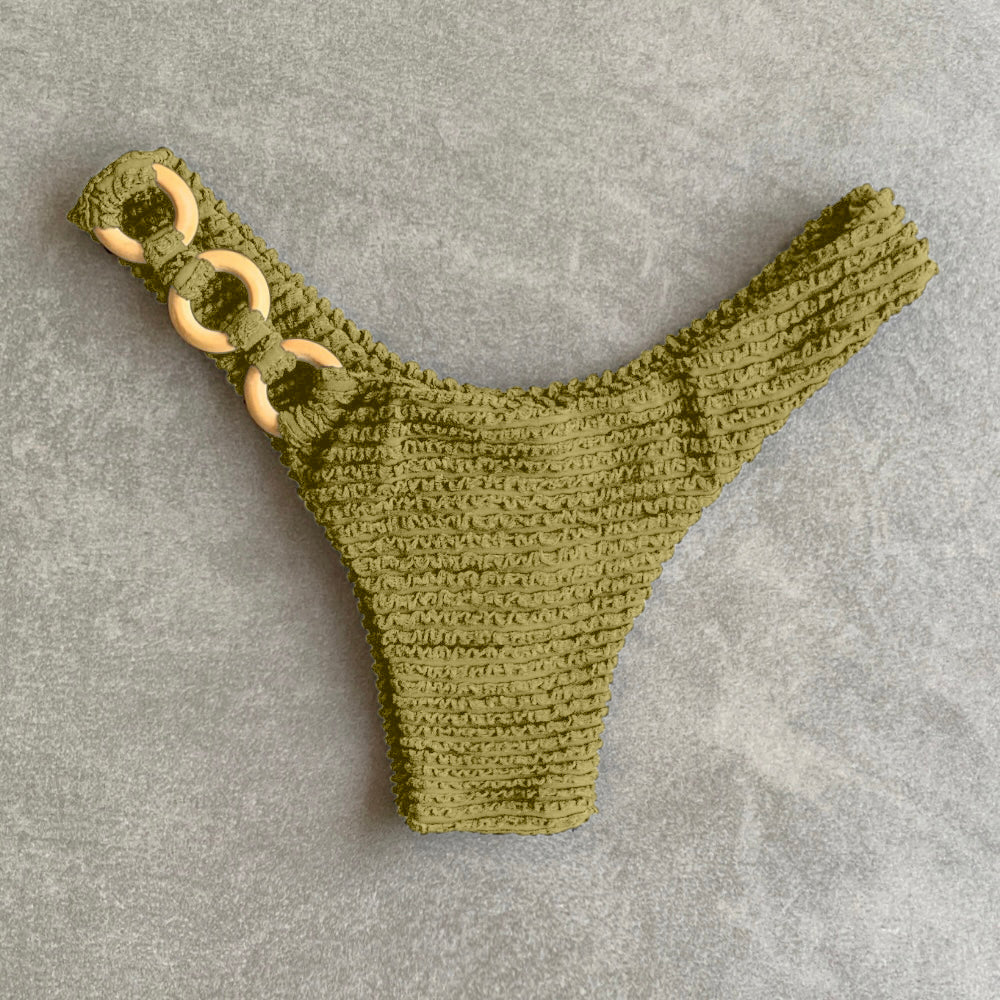 Pistachio Textured Bia with Rings Bikini Bottom